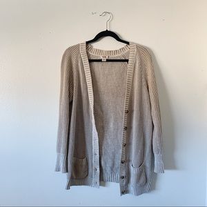 Oversized tan cardigan sweater